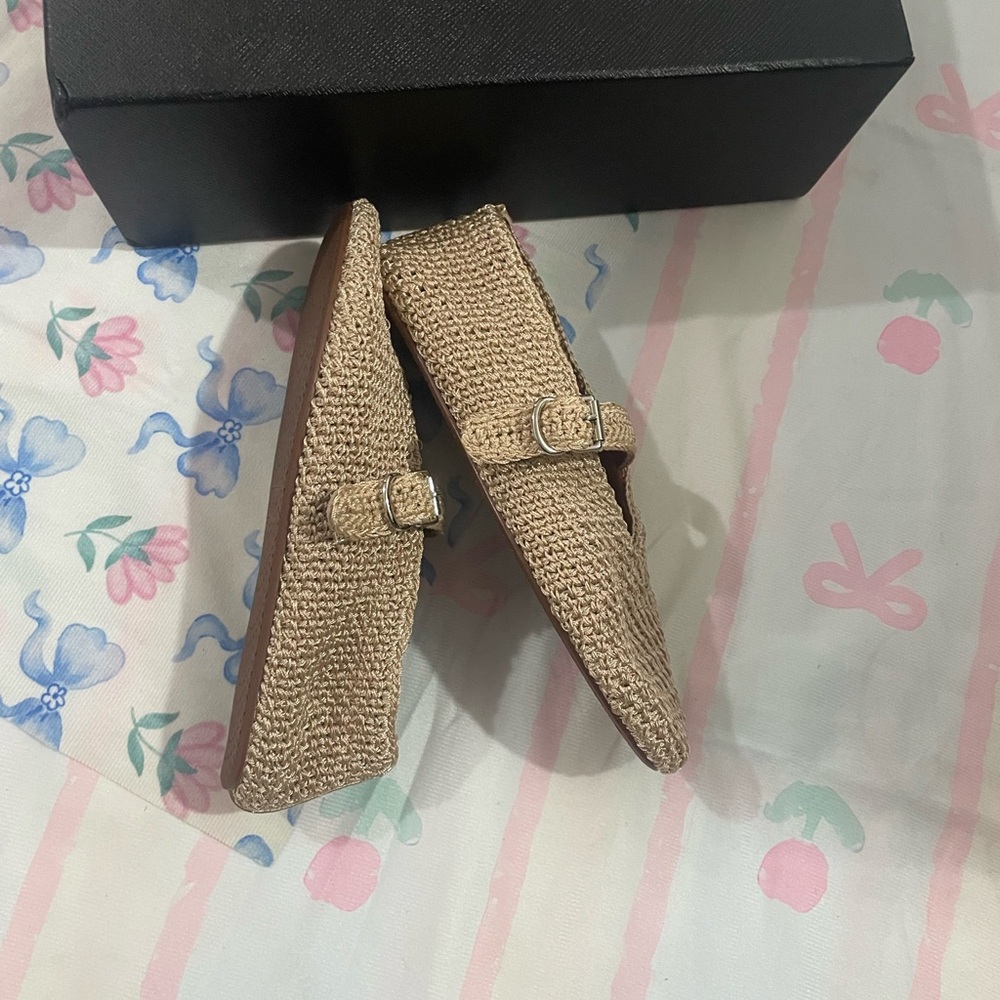 ALAIA Natural Woven Mary Jane Flats with Buckle - Picture 7 of 9